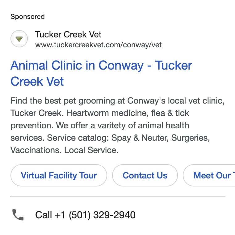 ad for a vet clinic from a digital ads agency